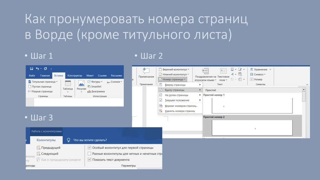 как пронумеровать страницы в ворде